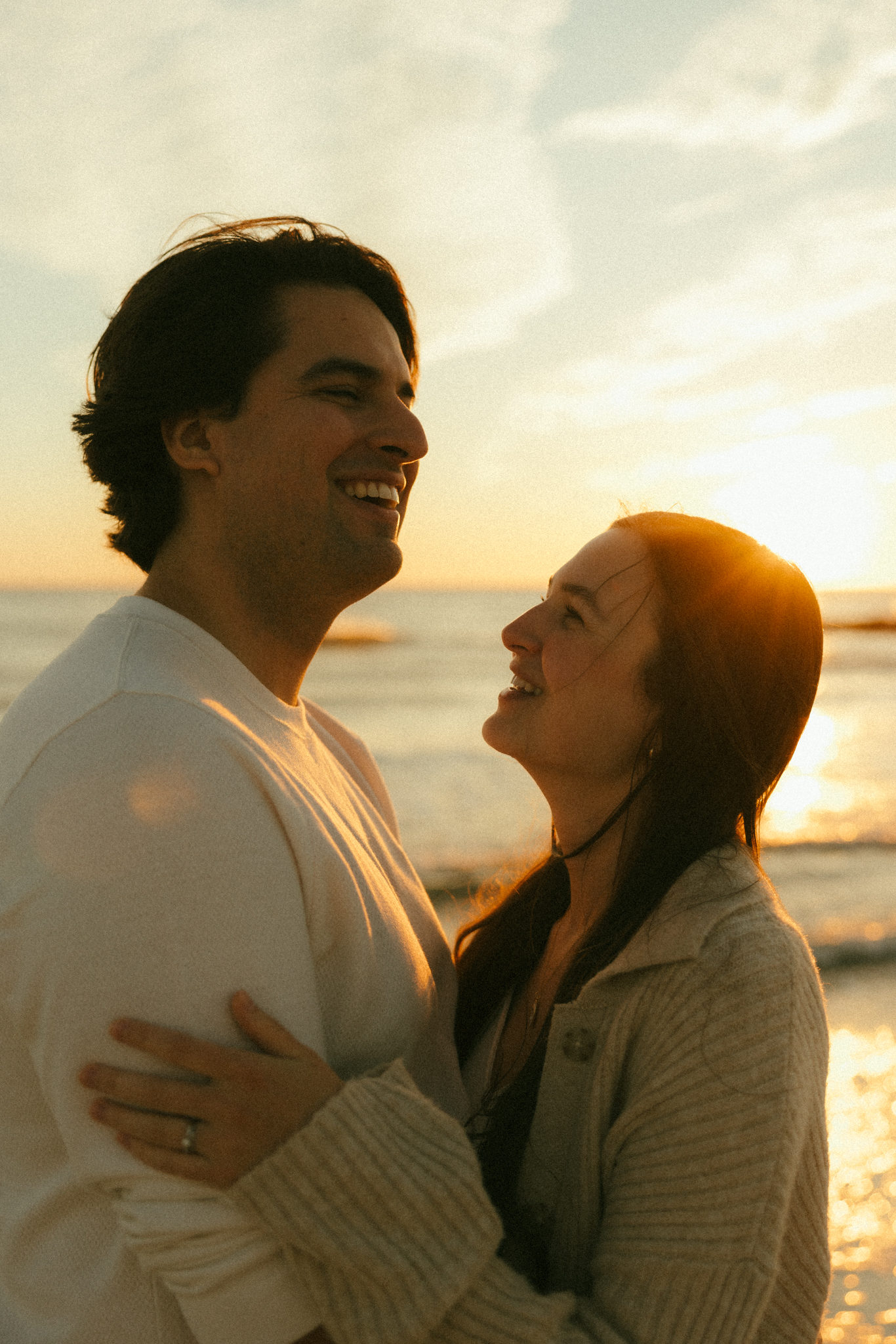 Golden sunset couples portrait on Florida beach