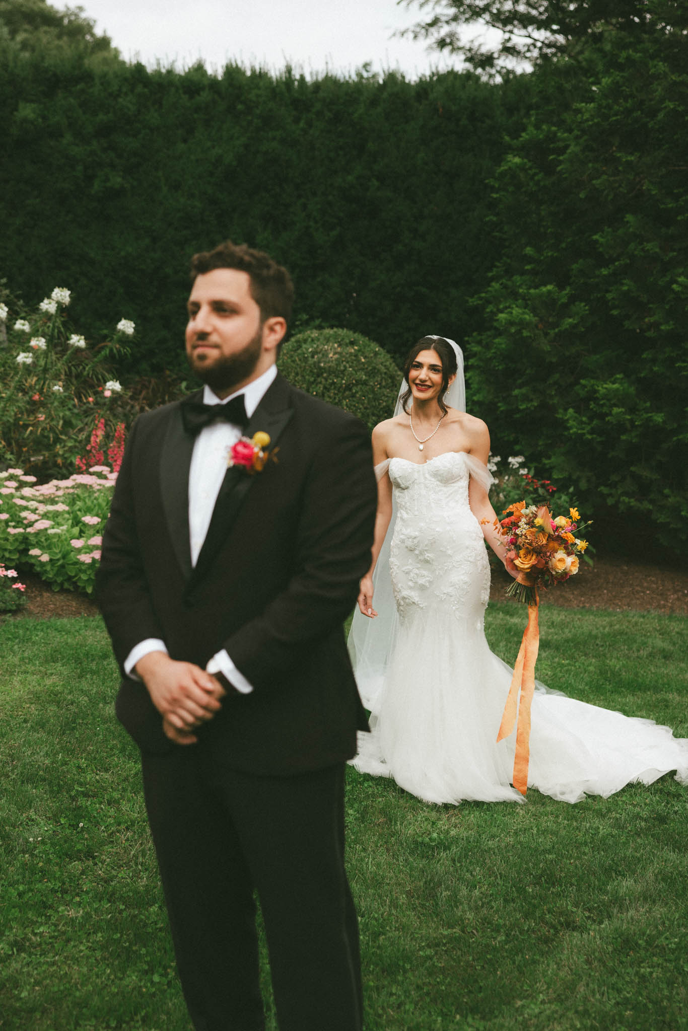 Bride and groom first look