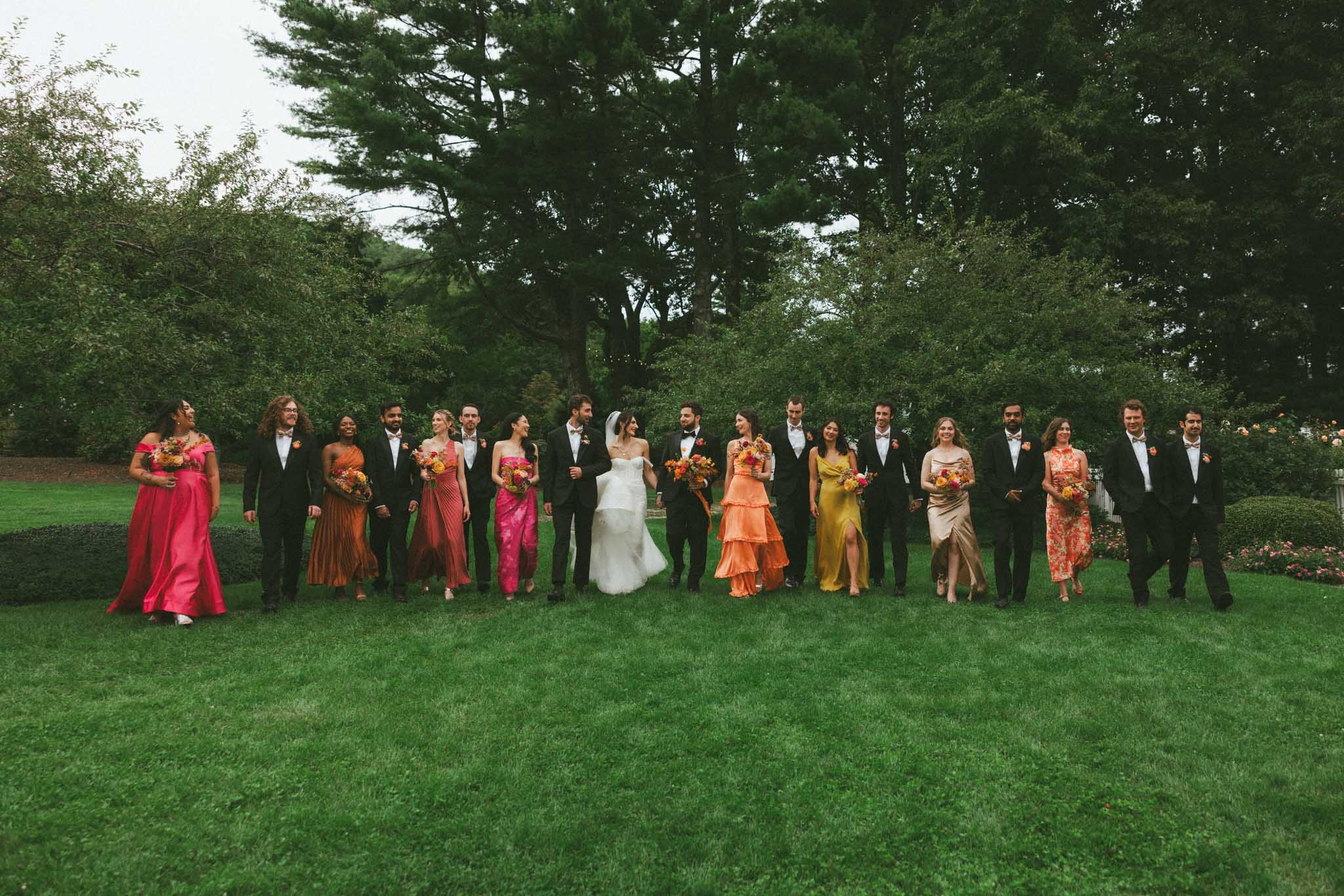 Bride groom and wedding party Gardens at Uncanoonuc Mountain