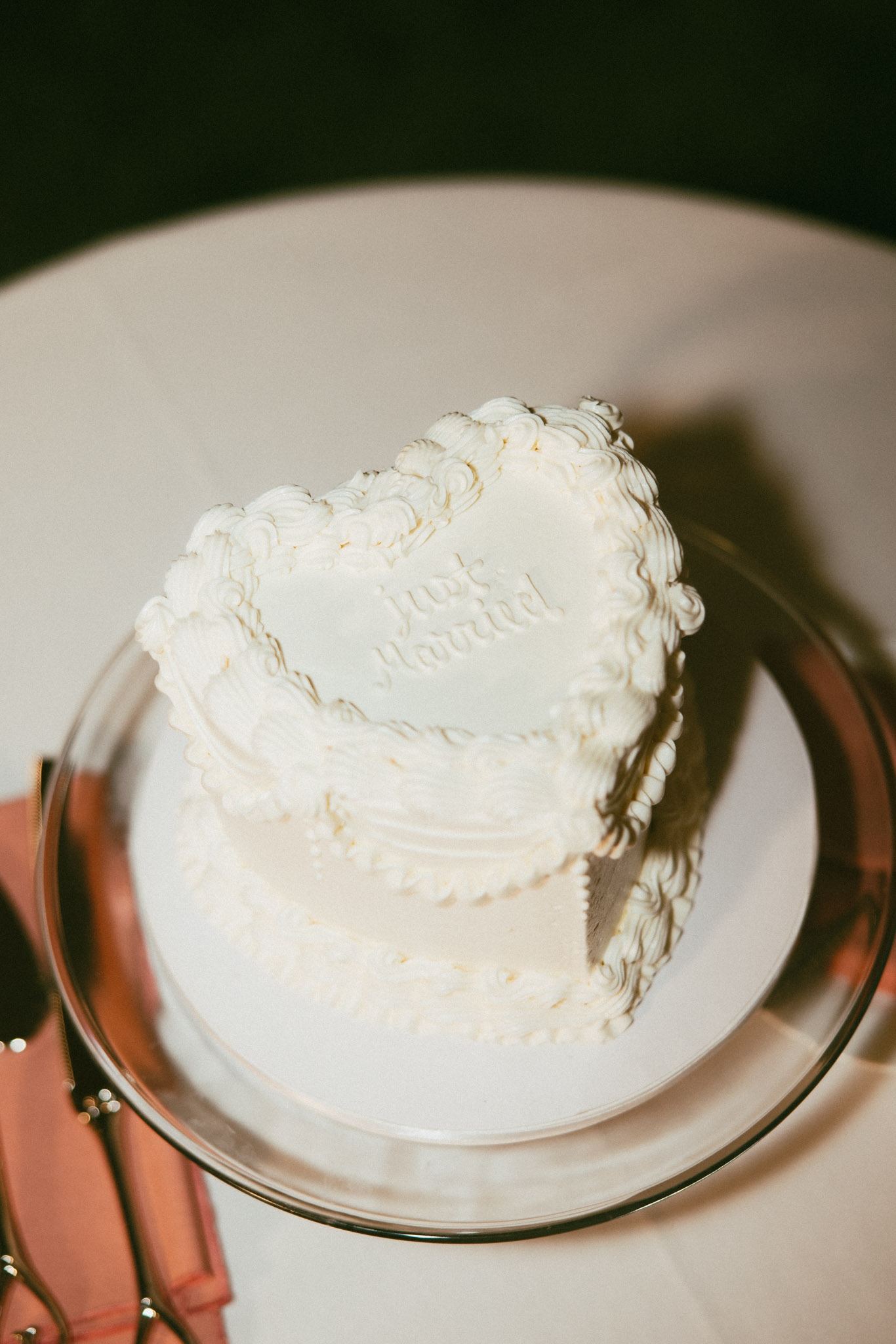 white heart shaped wedding cake