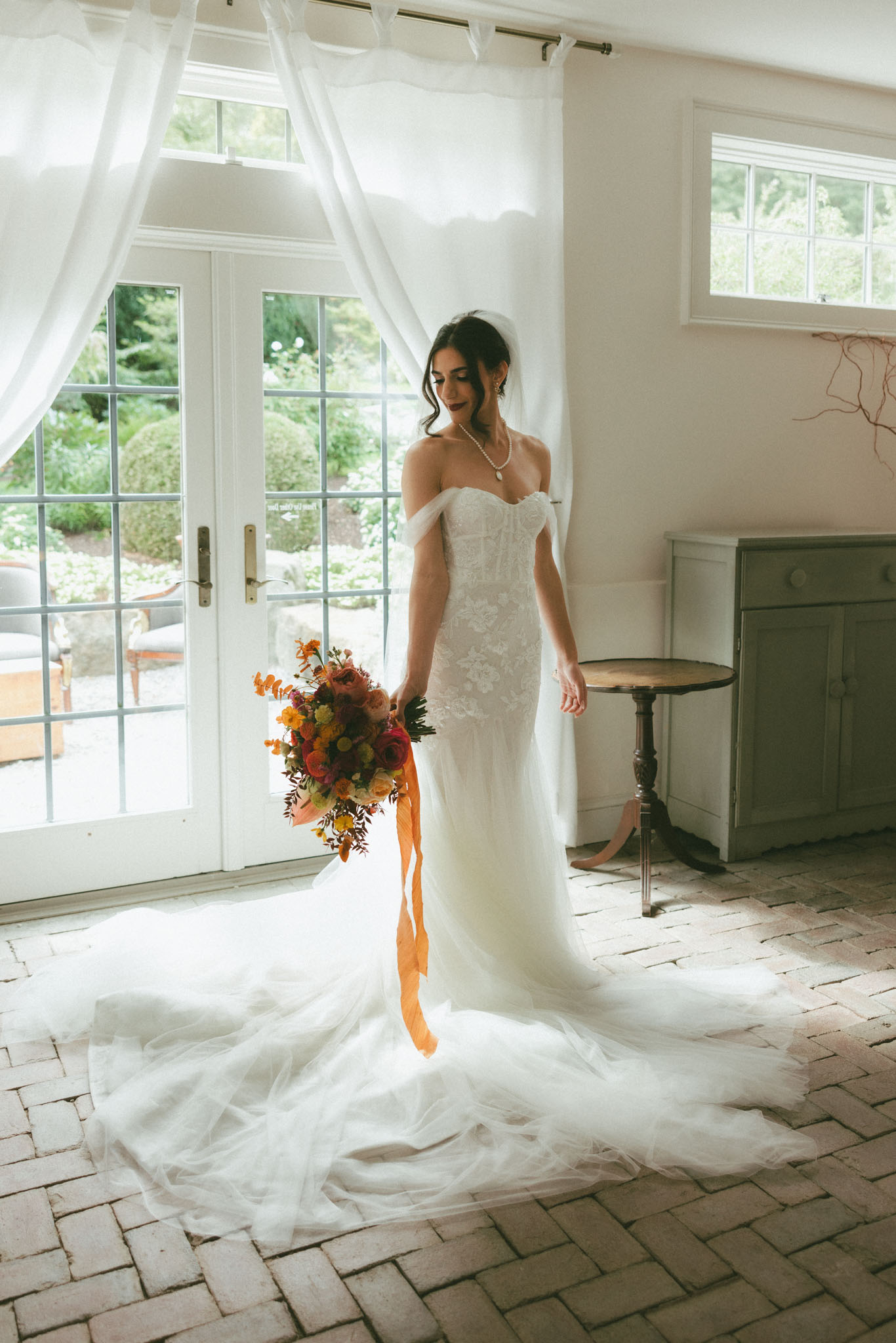 Bride standing in bridal suite